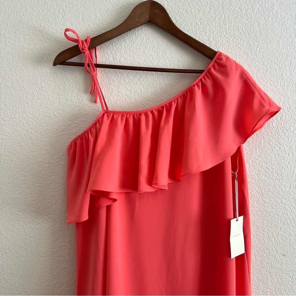 NWT Alex Marie Maternity Coral One Shoulder Dress Large - Picture 2 of 8